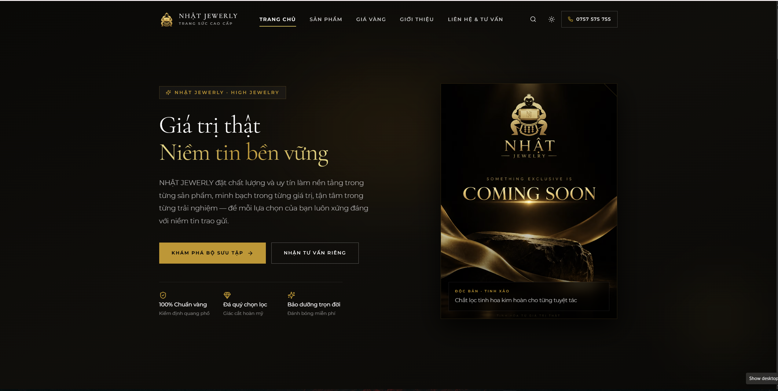 Website Nhật Jewelry — thương mại trang sức hiện đại